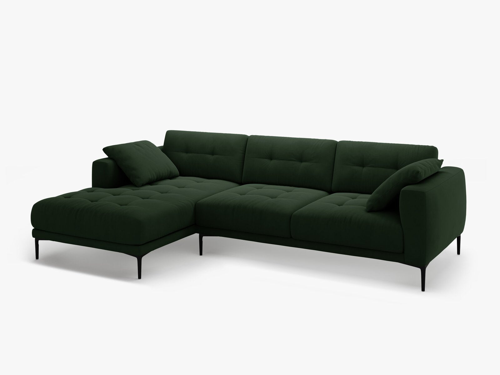 Micadoni Ecksofa Bemy 3-Sitzer Links Samt Flaschengrün