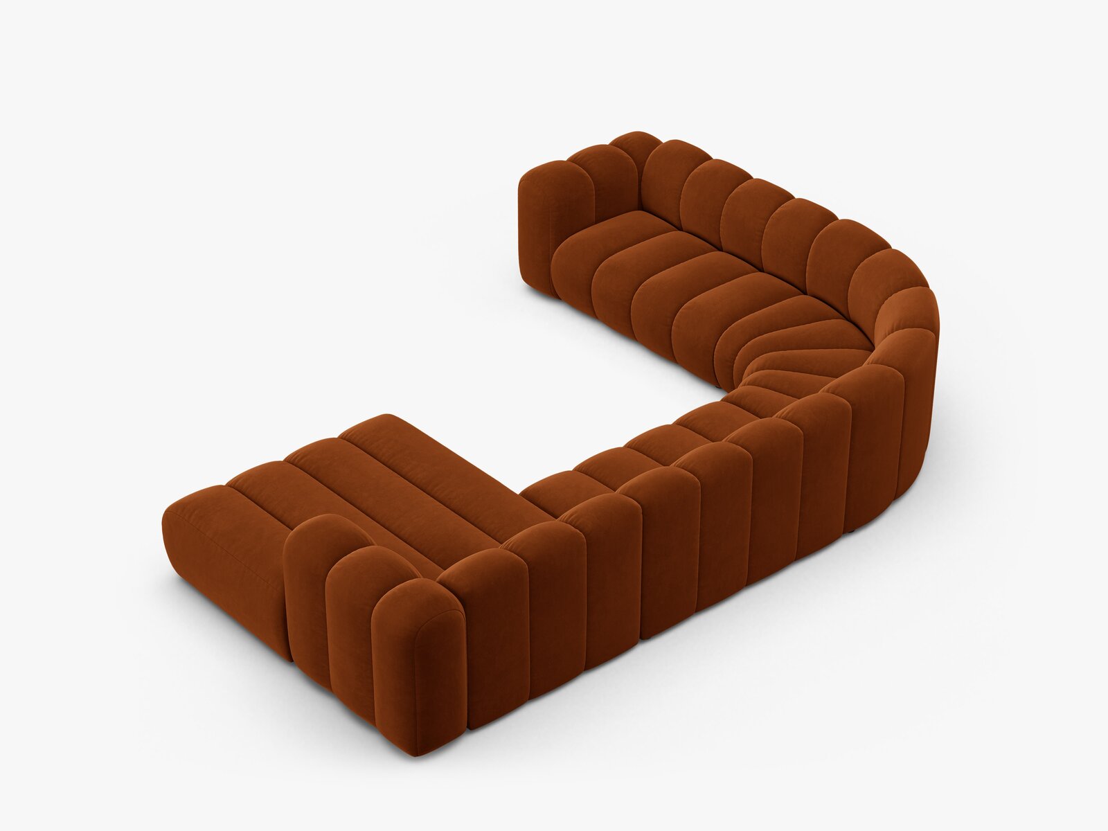 Micadoni Modulares Panorama Ecksofa Lupine 6-Sitzer Links Samt Salvador Terrakotta