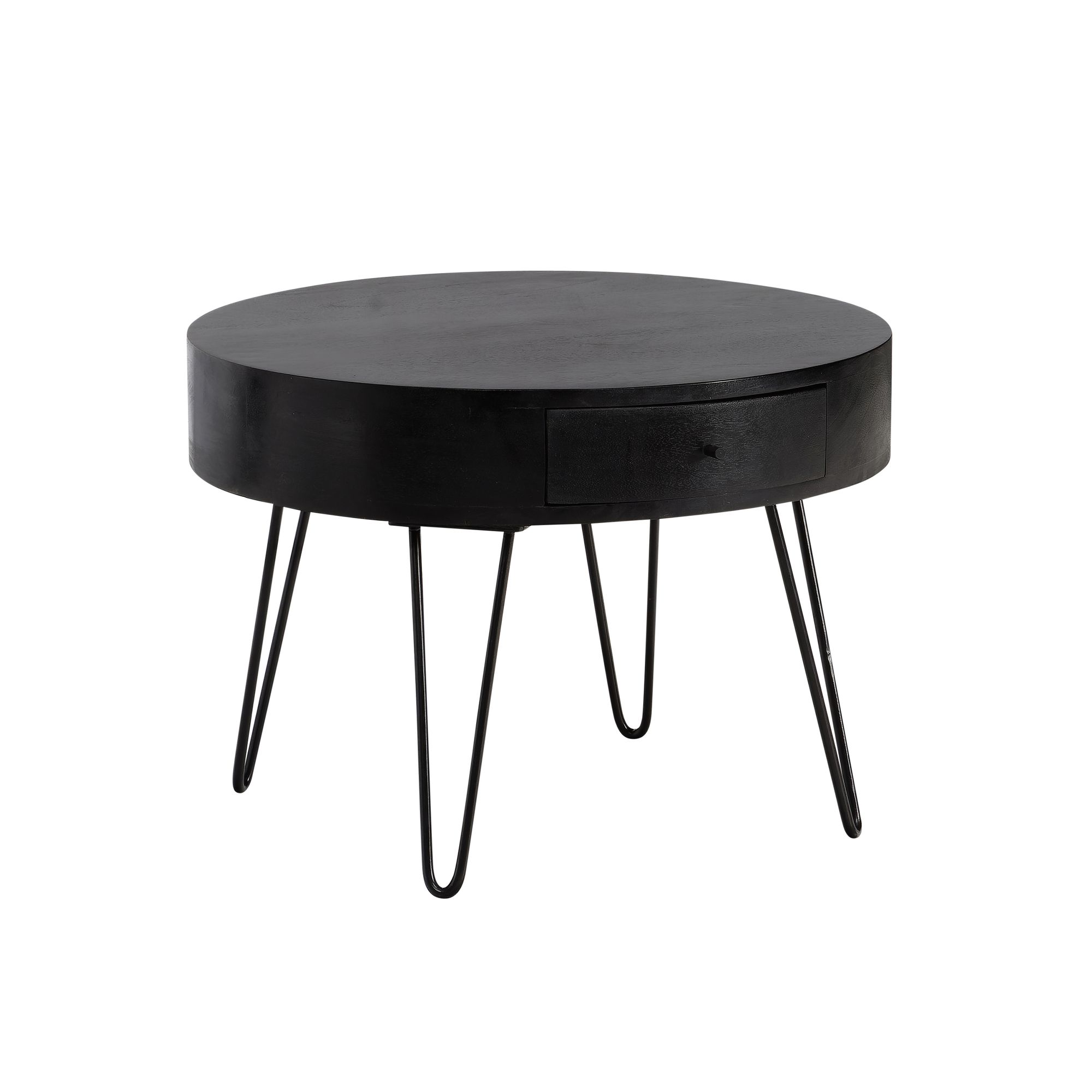 Couchtisch Eggkleiva Mango Massivholz Schwarz Ø 60 cm