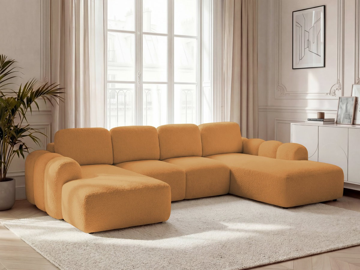 Bobochic Montaigne Wohnlandschaft Bouclé-Stoff Gelb Ecke links