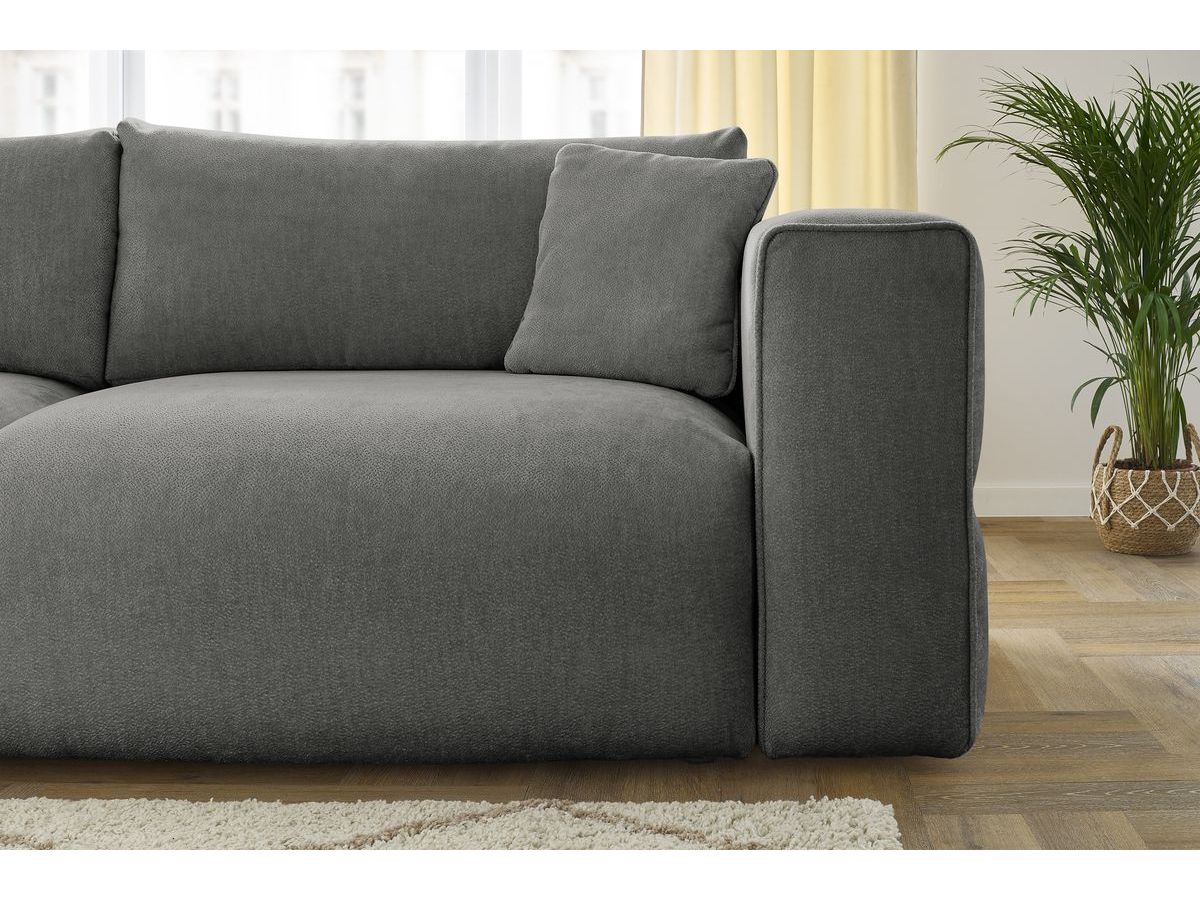 Bobochic Ezechiel Schlafsofa 3-Sitzer mit Bettkasten Stoff Dunkelgrau