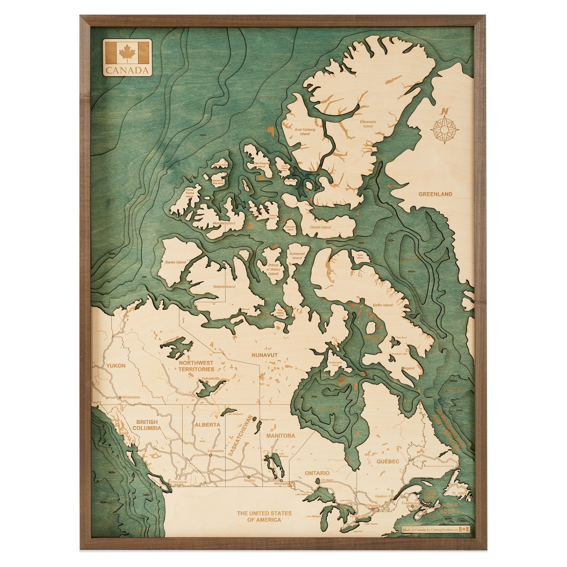 Cutting Brothers 3D Holz-Wandkarte Canada 81 x 61 moebelfaktor