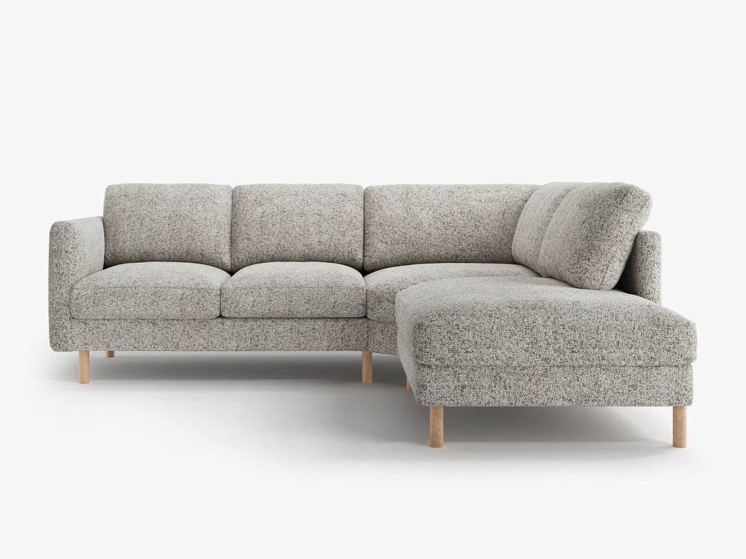 Micadoni Symmetrisches Ecksofa Eden 4-Sitzer Rechts Strukturierter Stoff Beige Melange