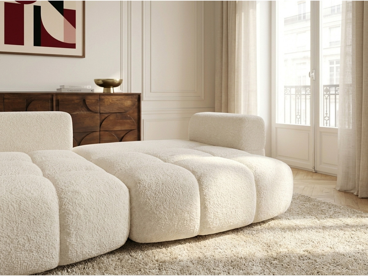 Bobochic Madison Ecksofa mit Schlaffunktion und Bettkasten Stoff Beige