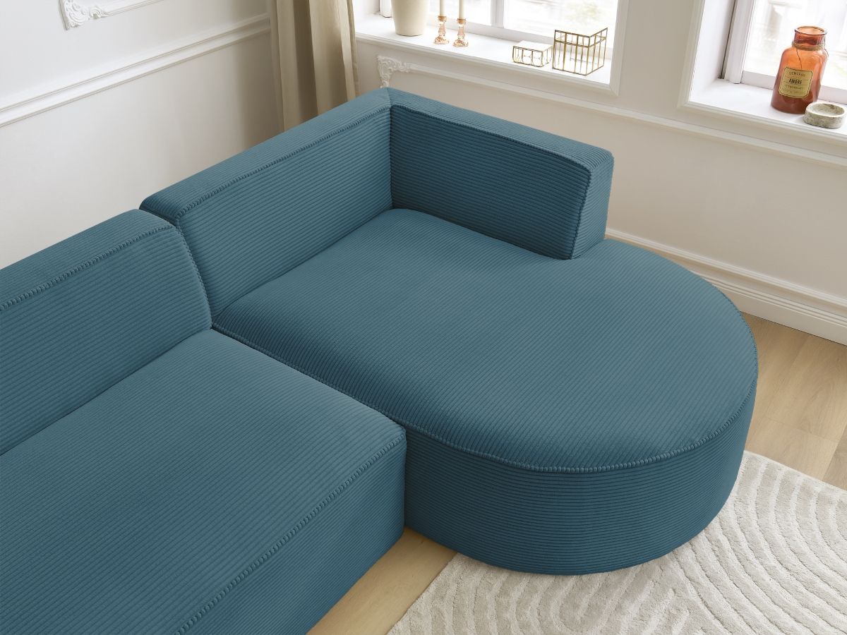 Bobochic Rousseau Ecksofa Cordsamt Dunkelblau Ecke rechts