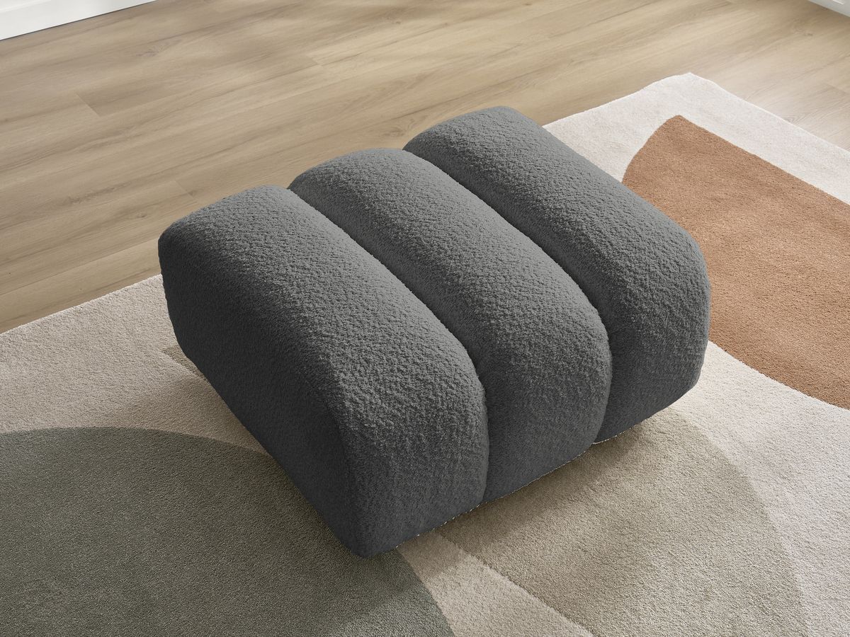 Bobochic Talia Pouf Bouclé-Stoff Dunkelgrau