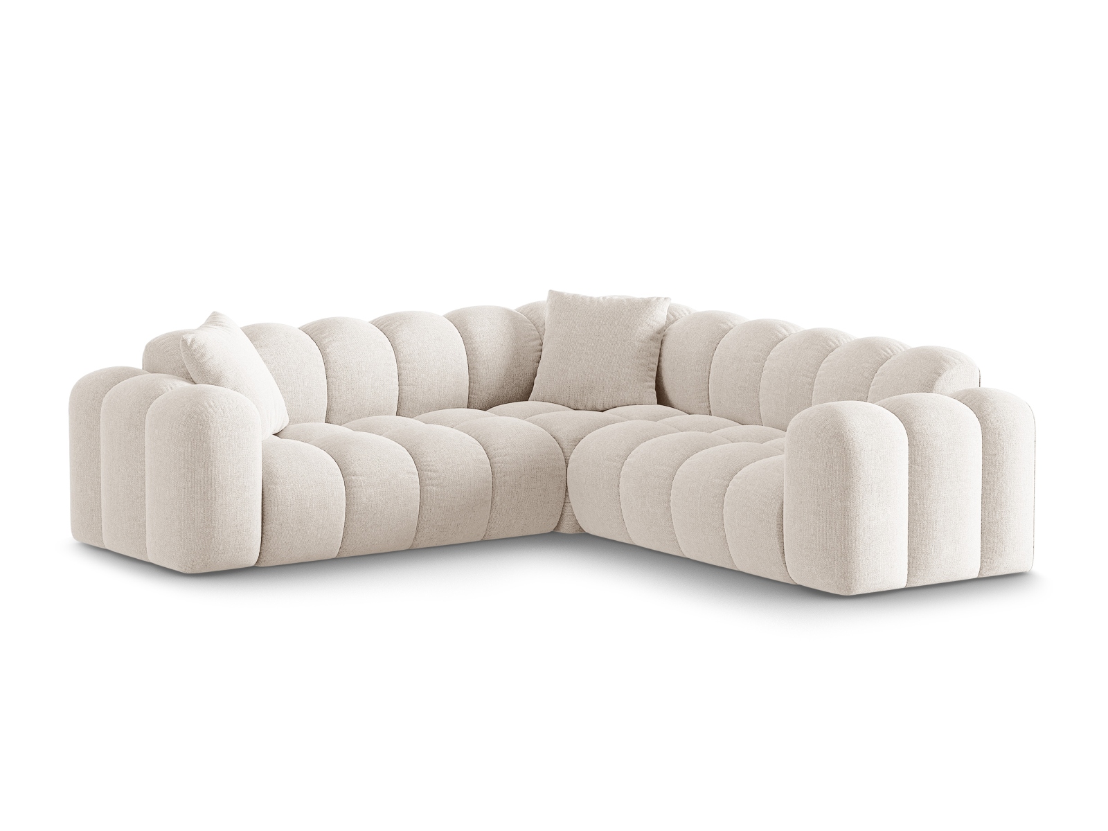Cosmopolitan Design Symmetrisches Ecksofa Treno 3-Sitzer Chenille Eden Helles Beige