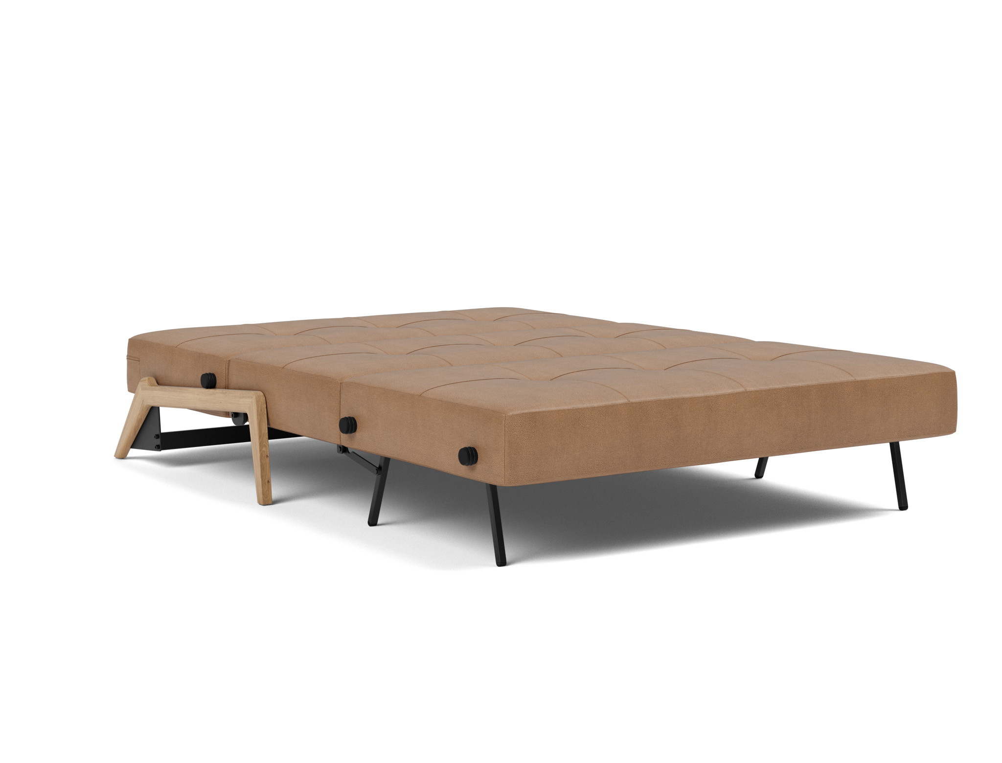 Schlafsofa Cubed 140 Lederoptik Faunal 551-Brown Beine Eiche