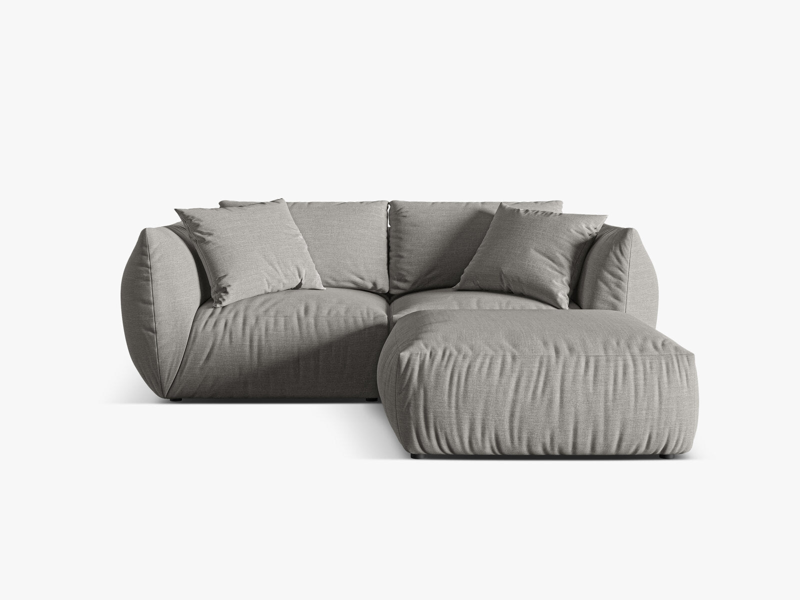 Micadoni Modulares Sofa Chris 4-Sitzer Strukturierter Stoff Warmes Grau