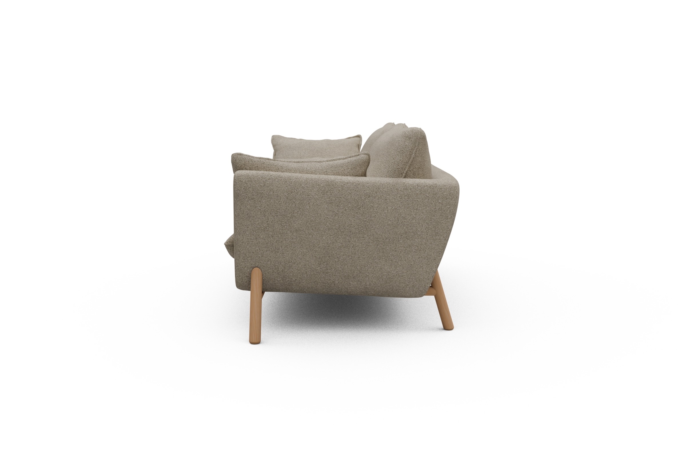 Sofa Emil 2-Sitzer Beinfarbe Eiche Natur Boucle-Beige