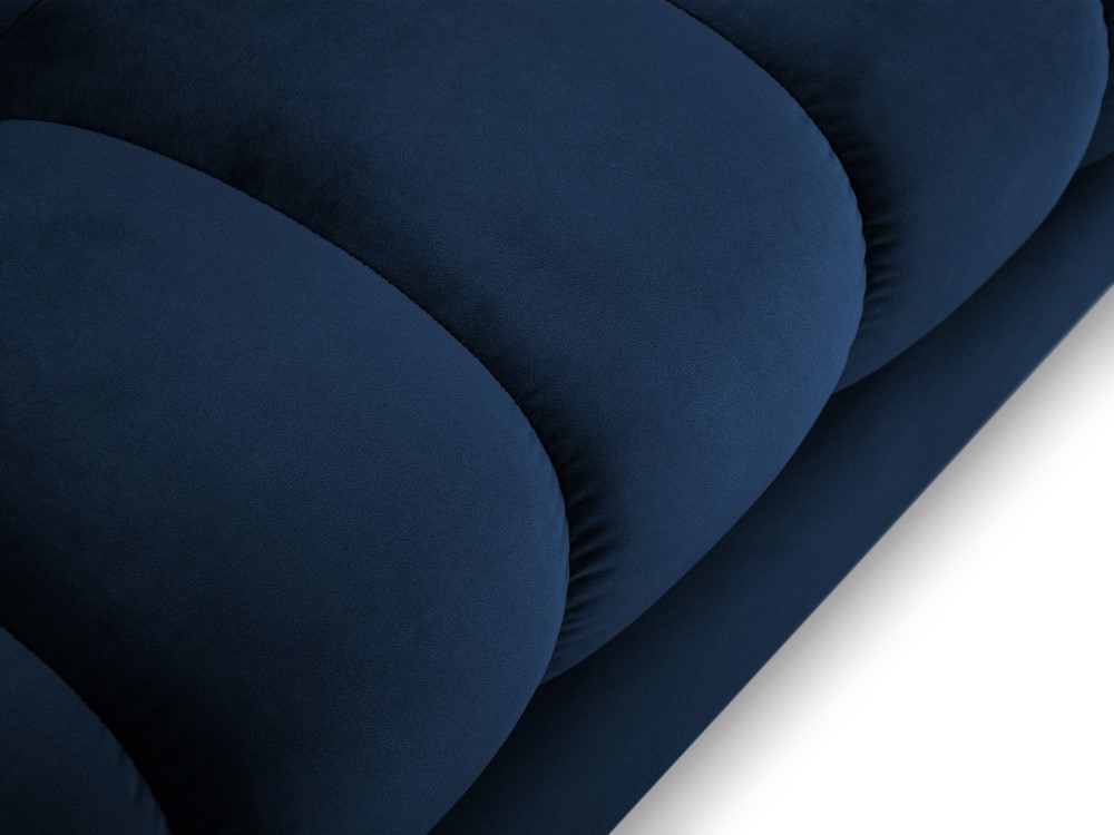 Cosmopolitan Design Ecksofa Bali 5-Sitzer Samt Bluvel Königsblau Links Beine Gold