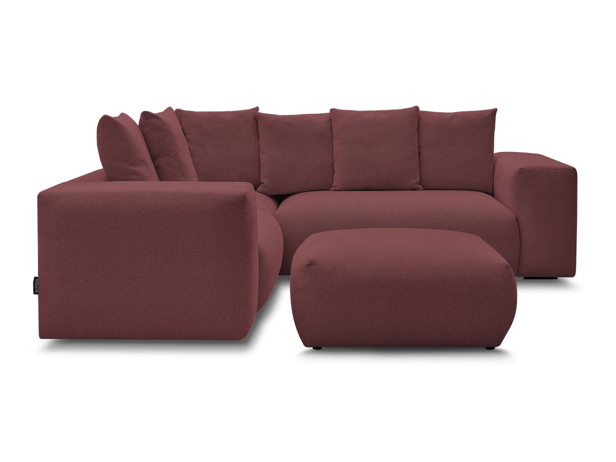 Bobochic Voltaire Ecksofa mit Pouf 268 × 214 cm Melange-Stoff Rot Ecke links