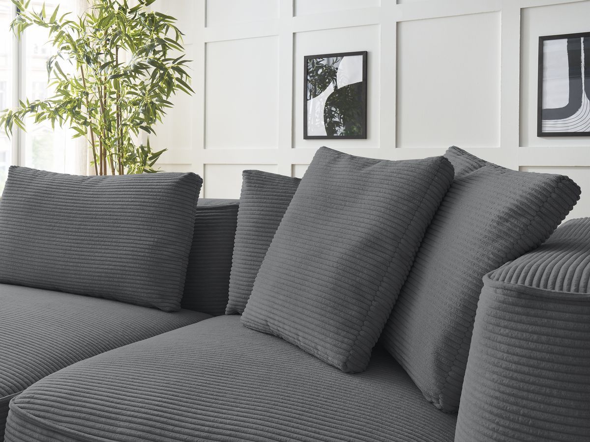 Bobochic Leopold Sofa 3-Sitzer Cordsamt Dunkelgrau Armlehne rechts