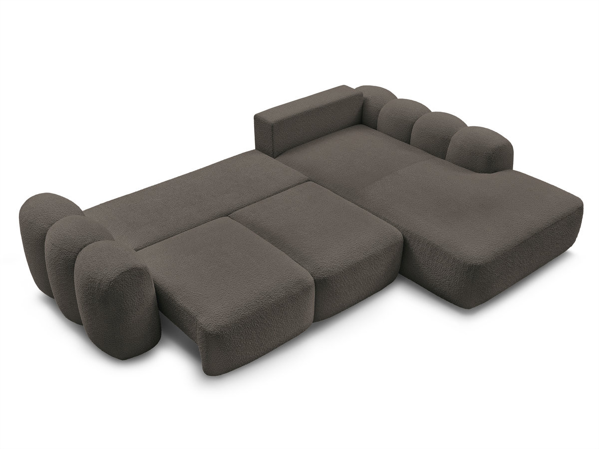 Bobochic Montaigne Ecksofa mit Schlaffunktion und Bettkasten 288 × 196 cm Bouclé-Stoff Braun Ecke rechts