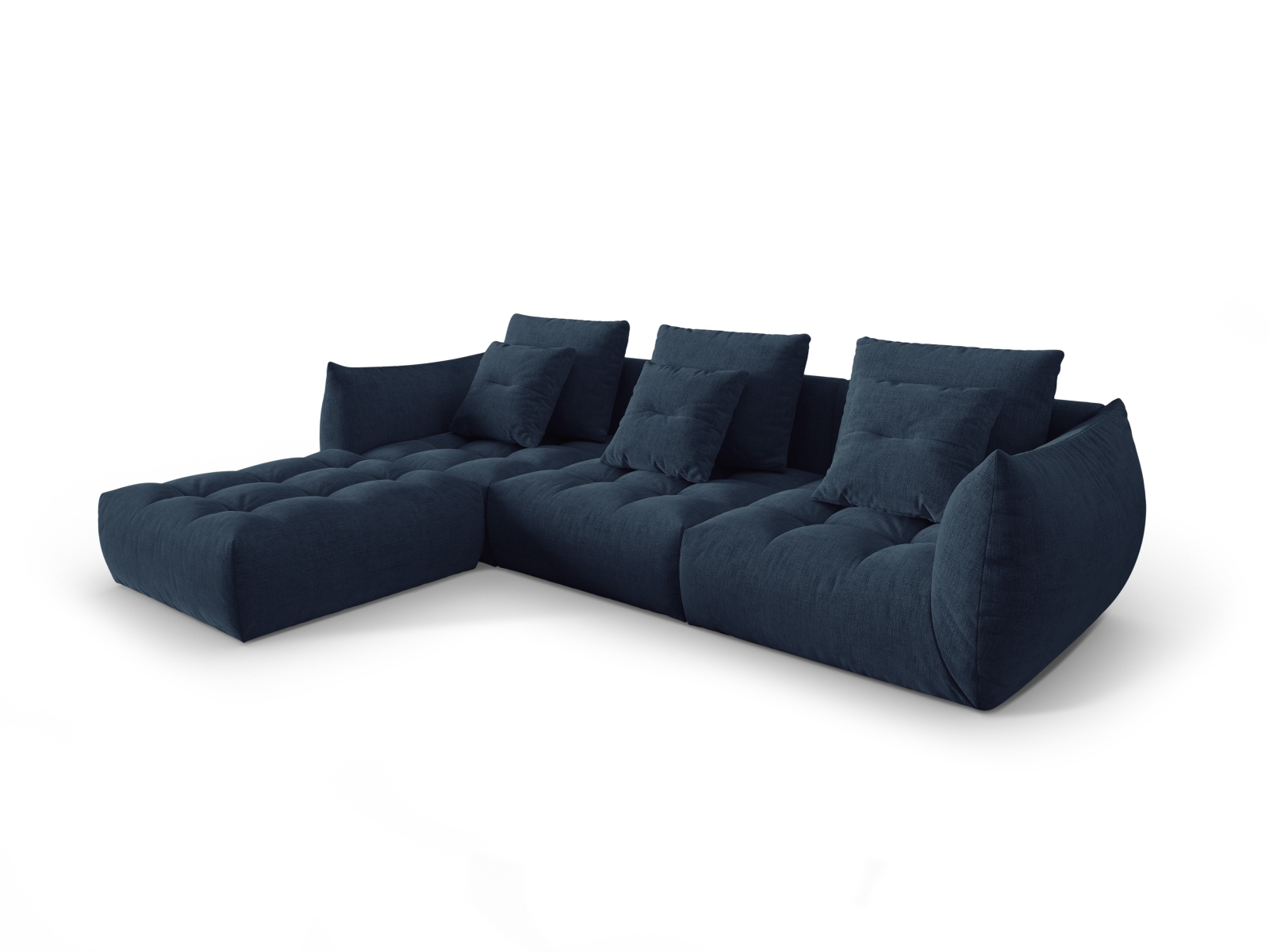 Micadoni Ecksofa Bloom 2-Sitzer Strukturierter Stoff Dunkelblau