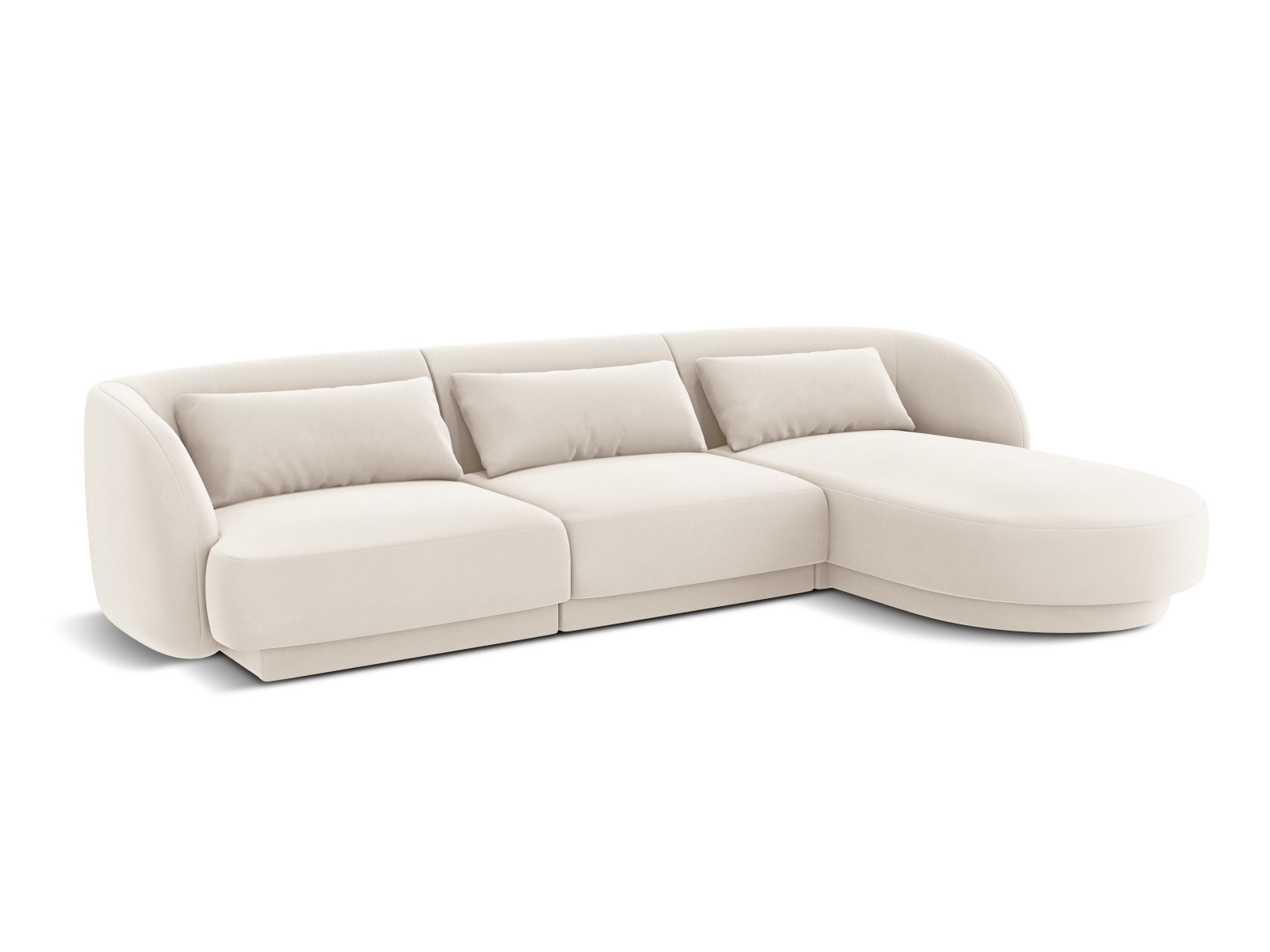 Cosmopolitan Design Ecksofa Tulum 4-Sitzer Samt Bluvel Helles Beige Rechts