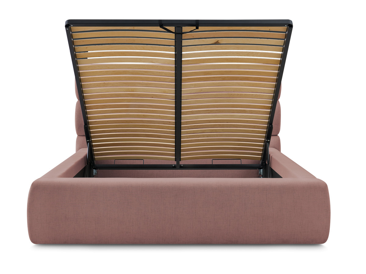 Bobochic Jagna Polsterbett mit Bettkasten Stoff Rosa, Liegefläche 160 × 200 cm