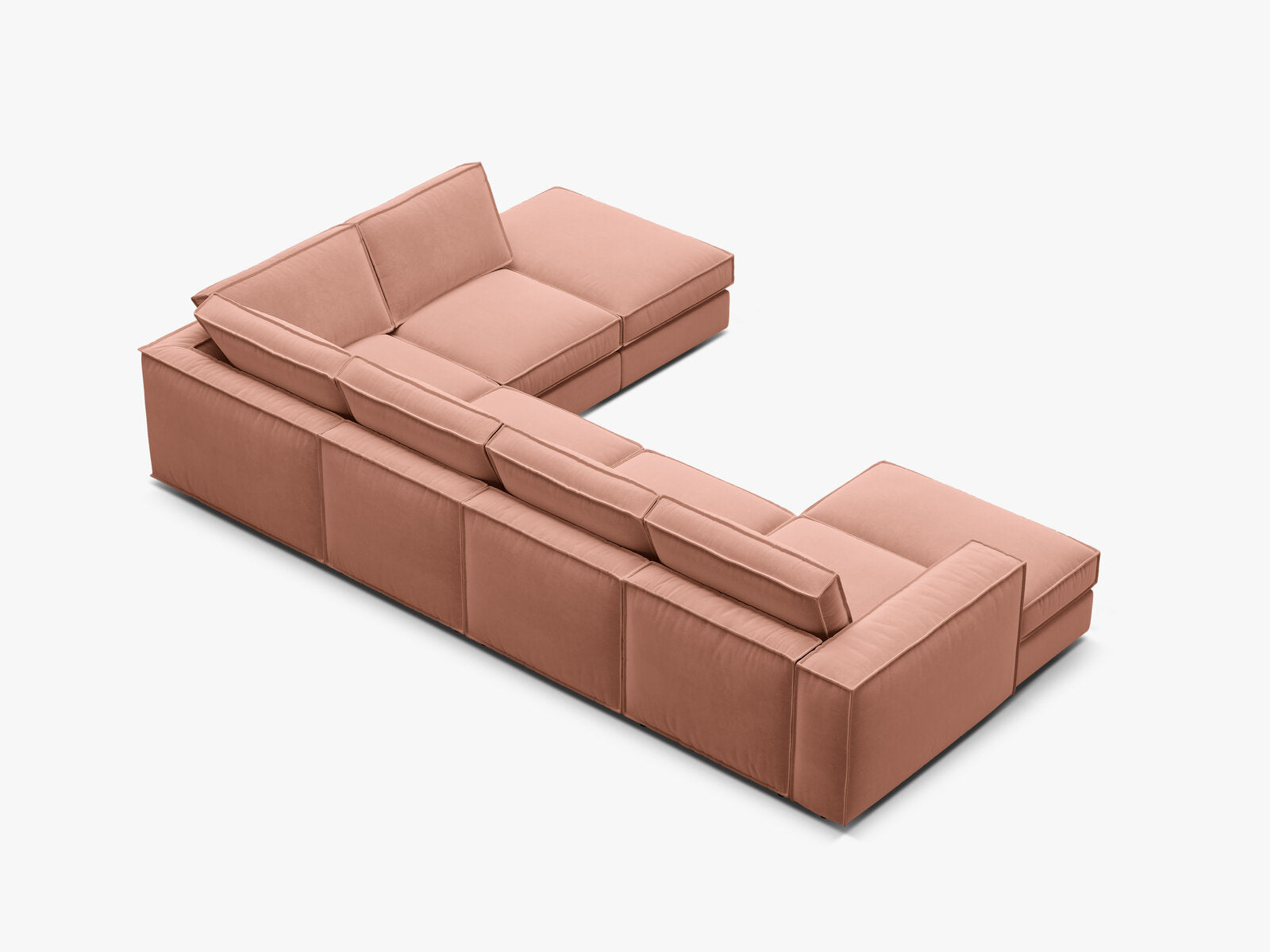 Micadoni modulares Panorama Ecksofa Pola 5-Sitzer Rechts Samt Salvador Rosa