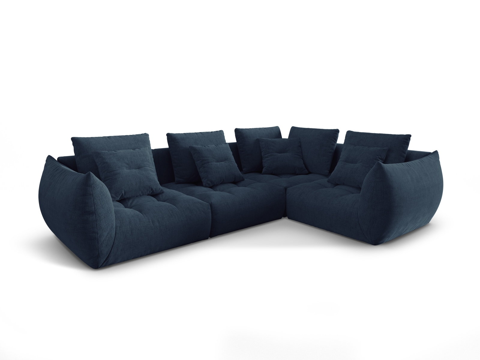 Micadoni Ecksofa Bloom 4-Sitzer Rechts Strukturierter Stoff Dunkelblau