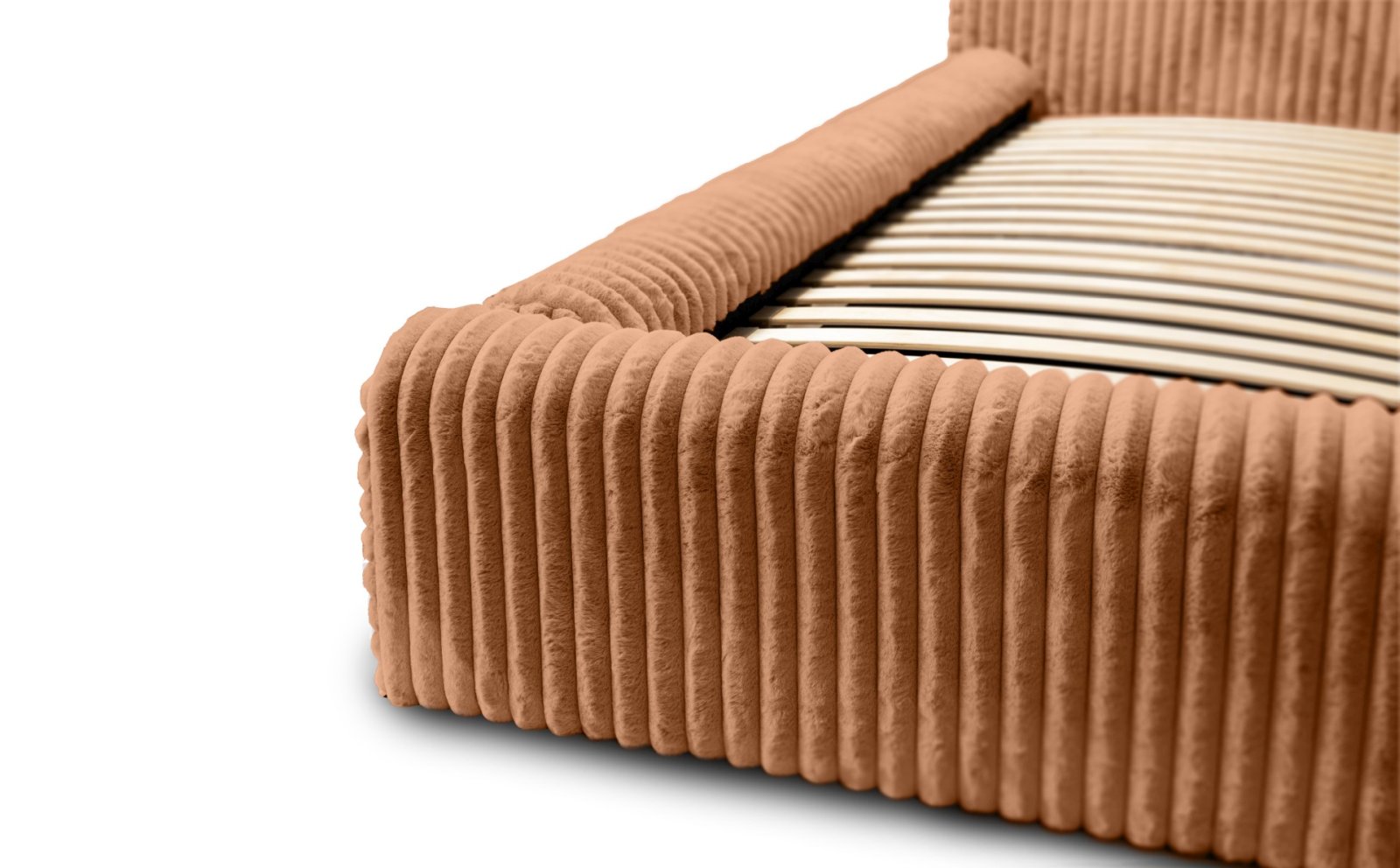 Polsterbett Miloa Softcord mit Fellstruktur 140x200 mit Holzrahmen Vito 44