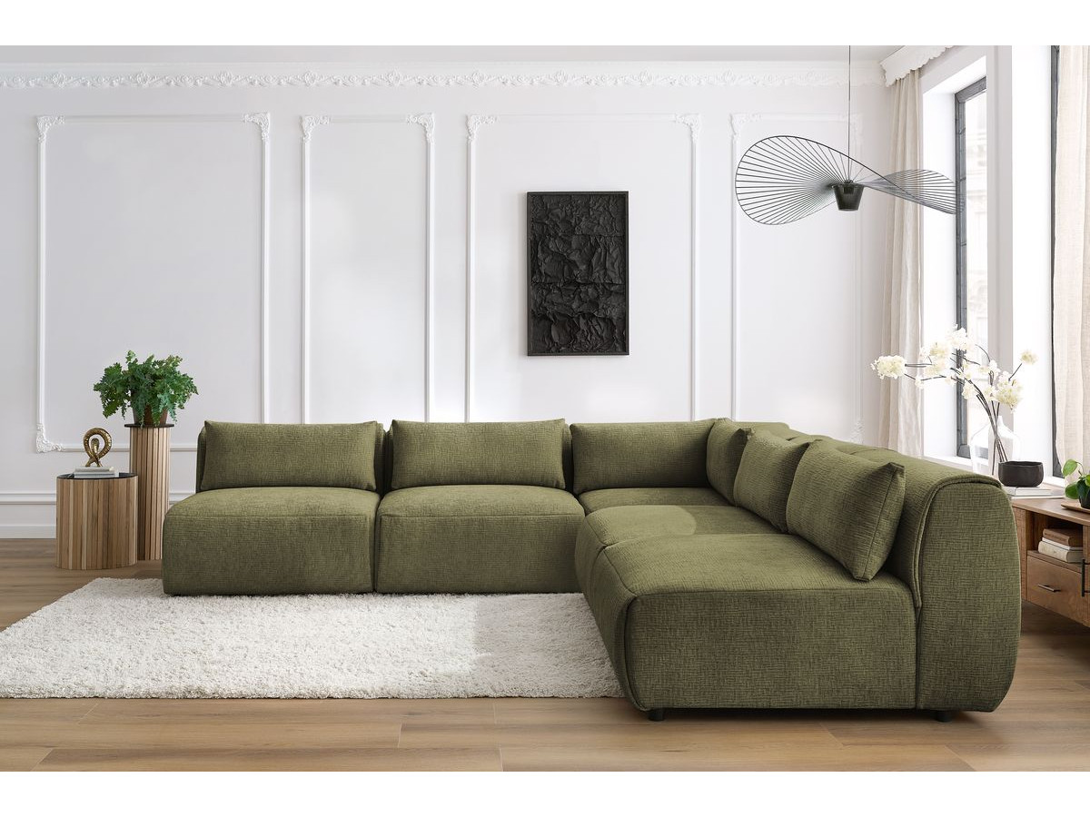 Bobochic Jeanne Ecksofa 299 × 299 cm Strukturstoff Grün