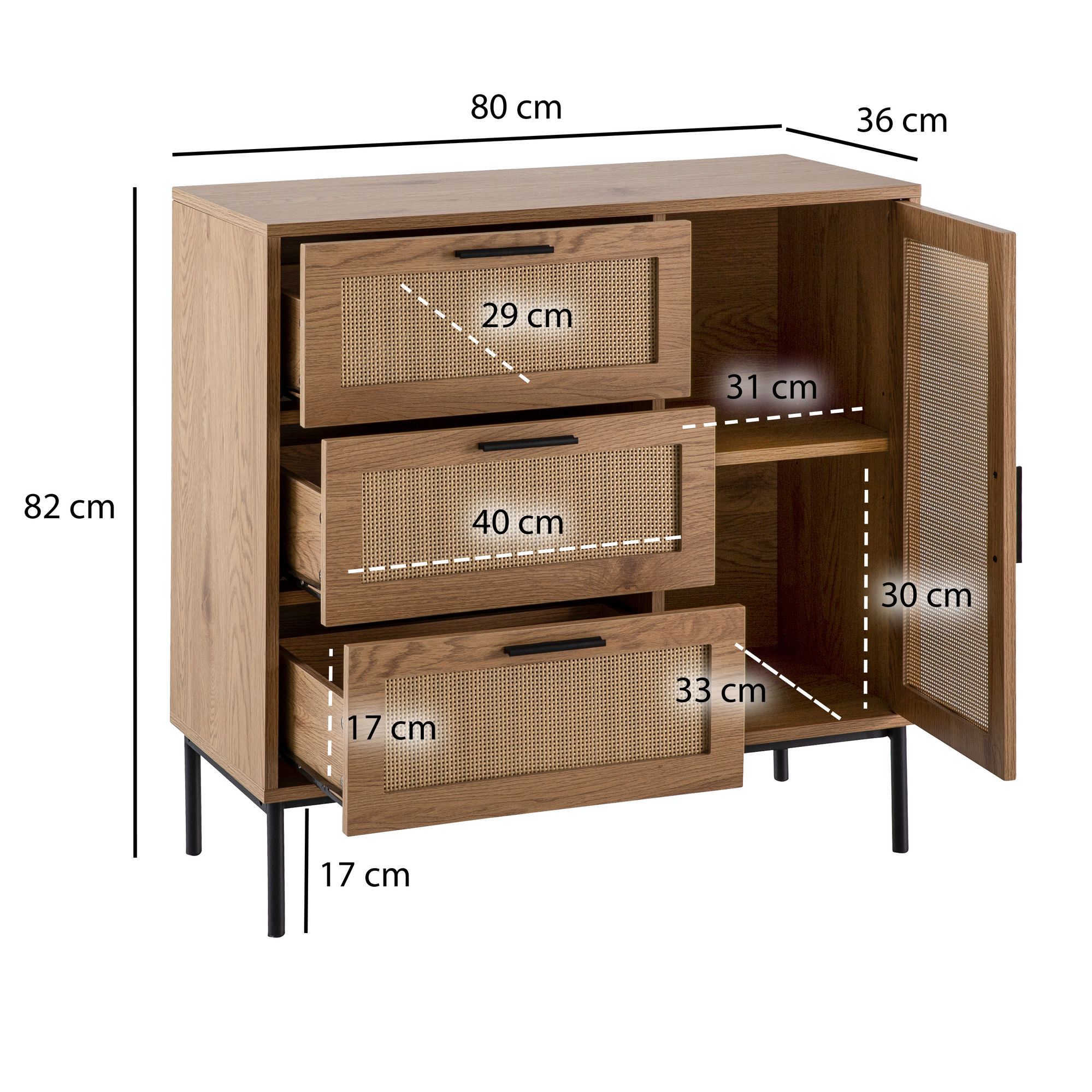 Sideboard Engerdal Braun 80 × 36 × 82 cm