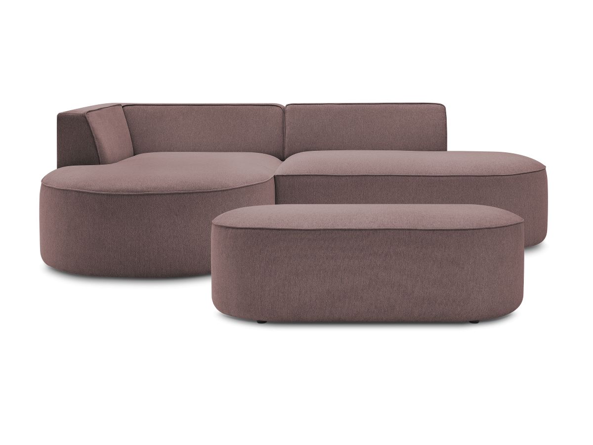 Bobochic Rousseau Ecksofa mit Pouf Melange-Stoff Rosa Ecke links
