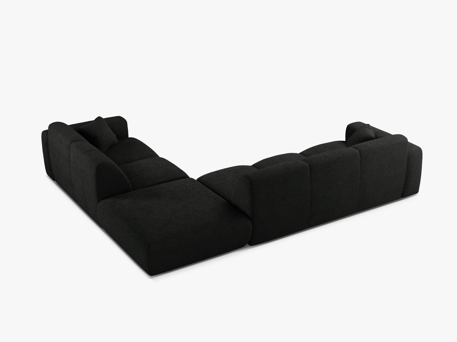 Micadoni Ecksofa Molino 6-Sitzer Rechts Boucle Baloo Schwarz