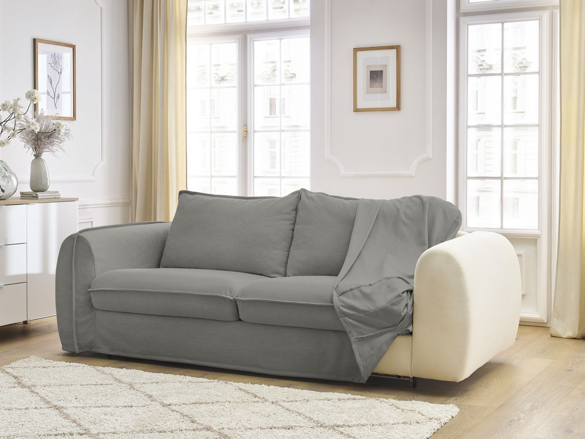 Bobochic Archimede Schlafsofa 3-Sitzer Stoff Dunkelgrau, Liegefläche 140 × 194 cm