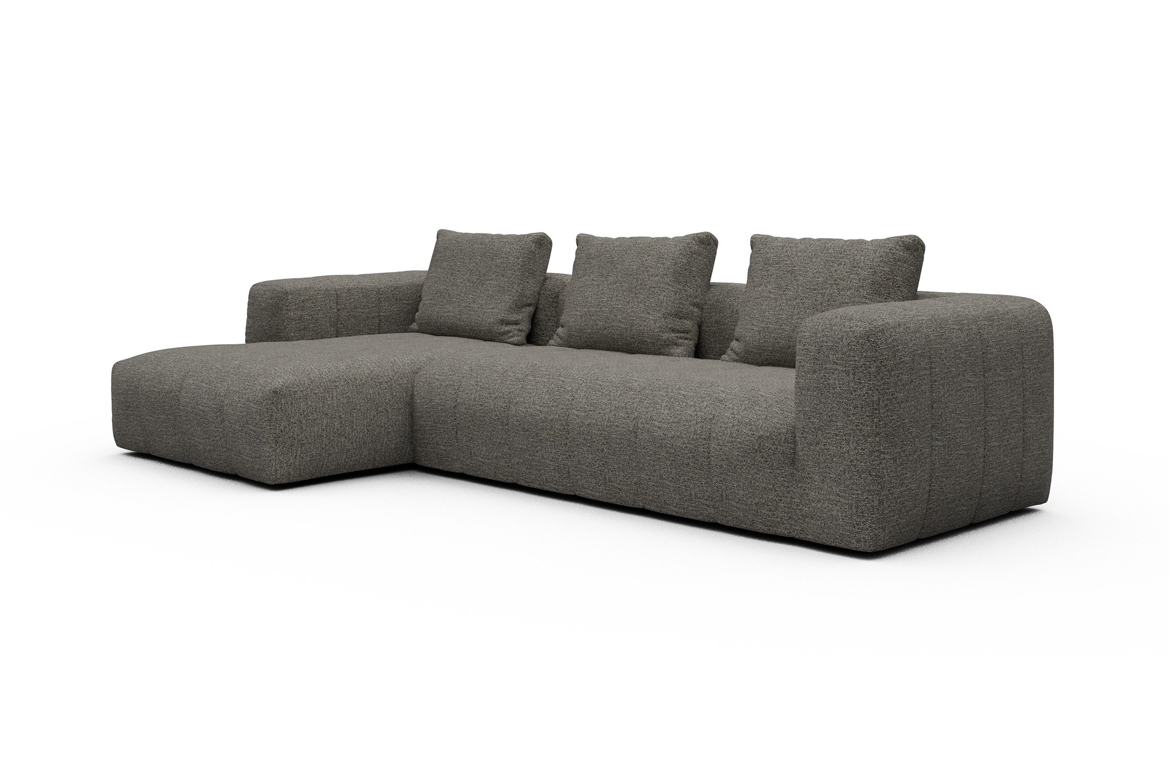 Ecksofa Hugo 2,5-Sitzer Armlehne rechts mit Chaiselongue Carreno-Sepie-Brown