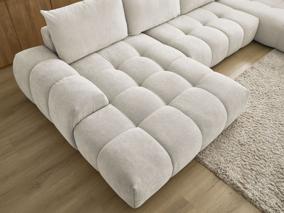 Bobochic Everest Wohnlandschaft, 6 Kissen Strukturstoff Beige Ecke links