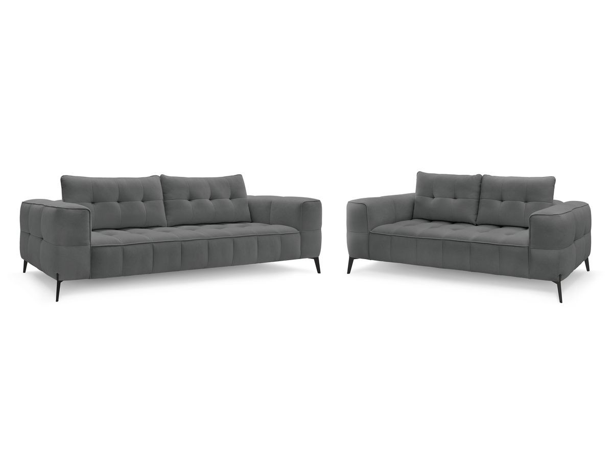 Bobochic Anis Sofa-Set 3- und 2-Sitzer Strukturstoff Dunkelgrau