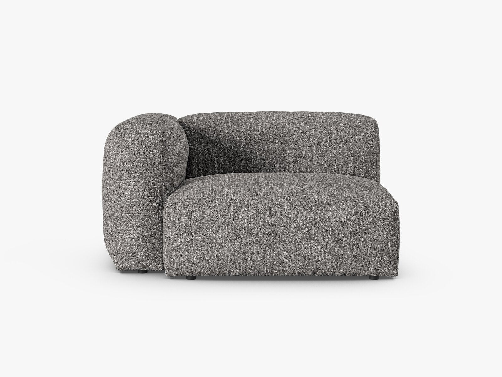 Micadoni Eckmodul mit Armlehne Martina 1-Sitzer 90cm Sitztiefe Links Boucle Monet Graphit