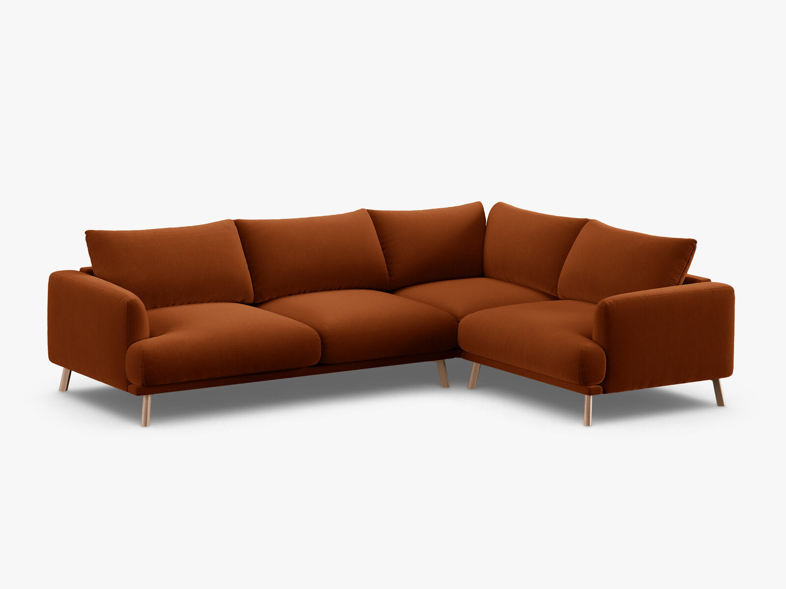 Micadoni Ecksofa Naomi 4-Sitzer große Version Rechts Samt Salvador Terrakotta