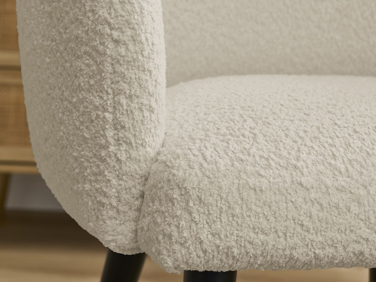 Bobochic Sophie Esszimmerstuhl 2er-Set mit skandinavischen Beinen, schwarz Bouclé-Stoff Beige