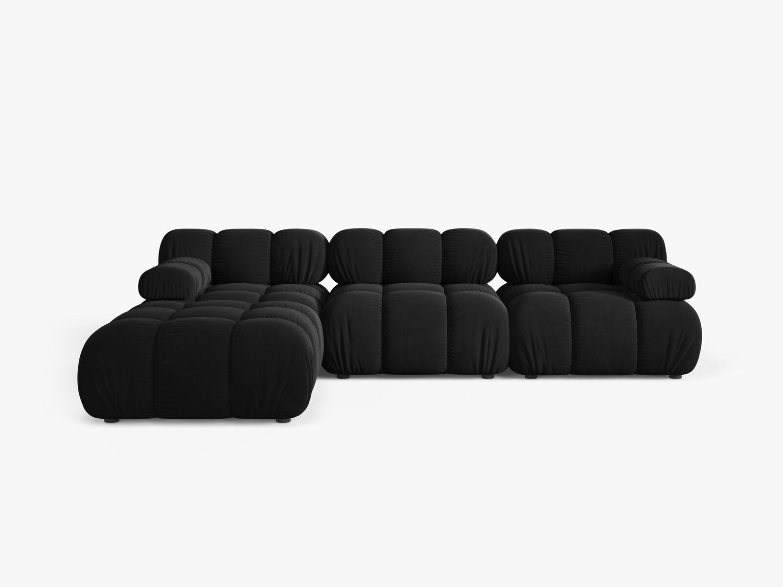 Micadoni Modulares Sofa Bellis 4-Sitzer mit flachem Modul Samt Bluvel Schwarz