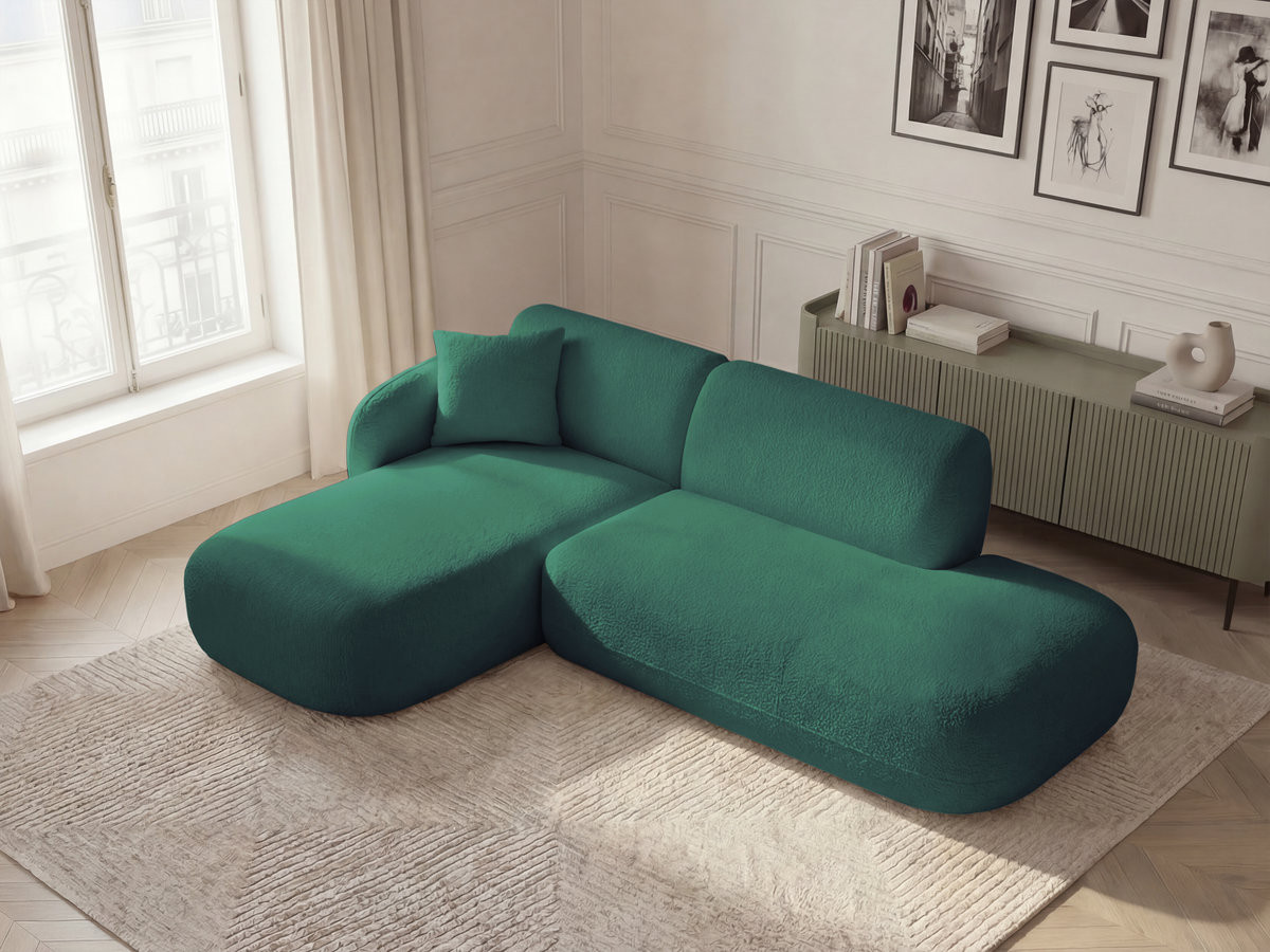 Bobochic Anda Ecksofa 241 × 163 cm Chenille Dunkelgrün Ecke links