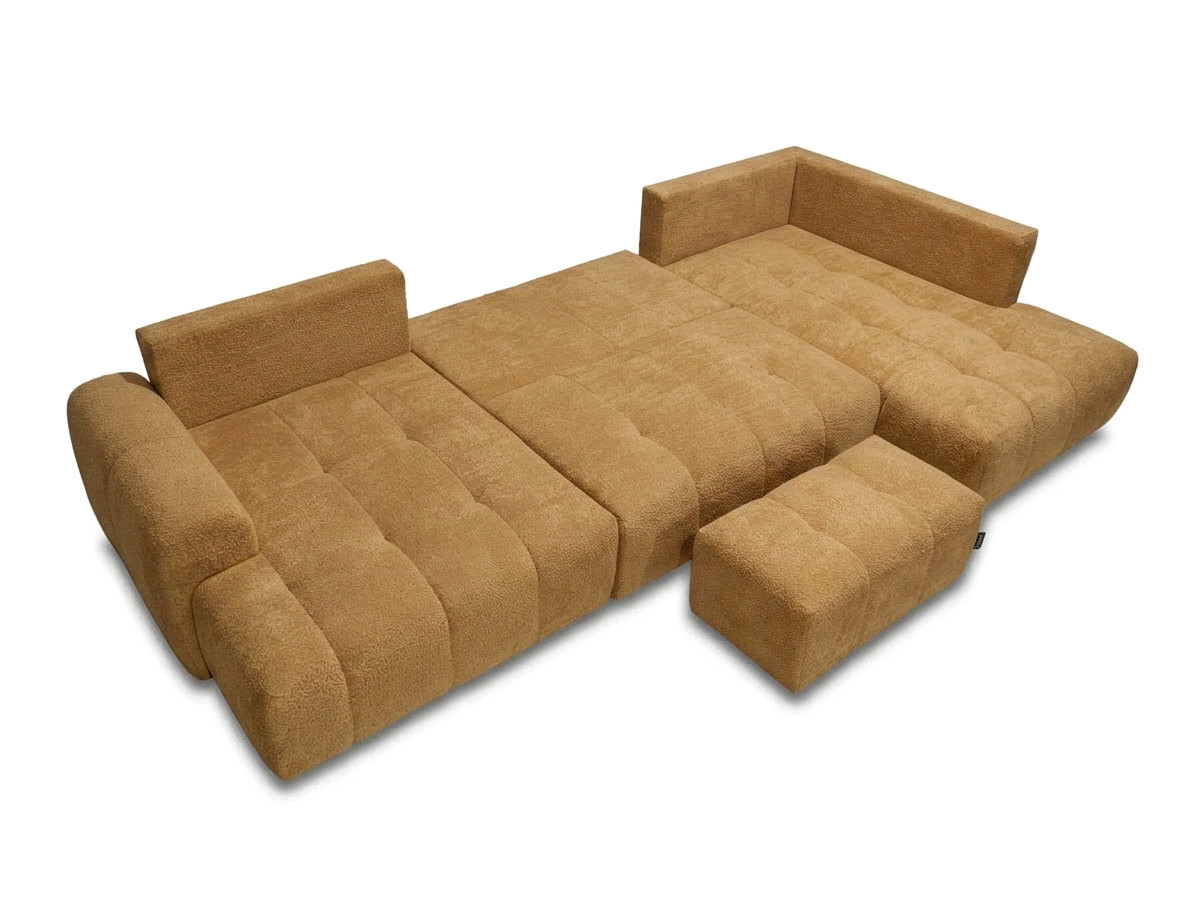 Bobochic Roxelane Wohnlandschaft mit Pouf Bouclé-Stoff Gelb Ecke links