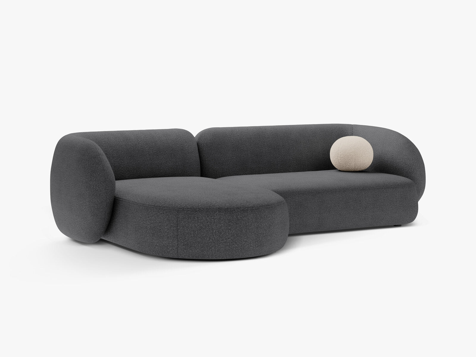 Micadoni Ecksofa Kate 3-Sitzer Links Boucle Dunkelgrau