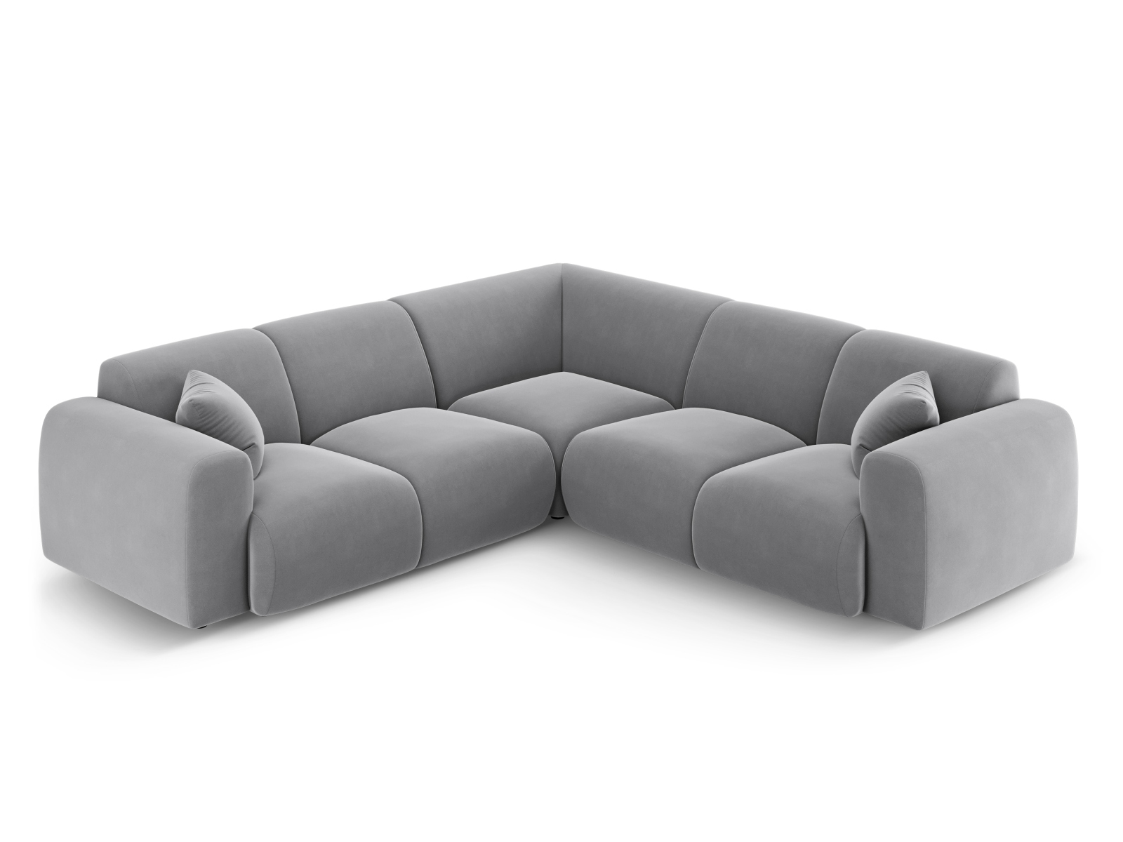 Cosmopolitan Design Symmetrisches Ecksofa Nolio 5-Sitzer Samt Casino Hellgrau