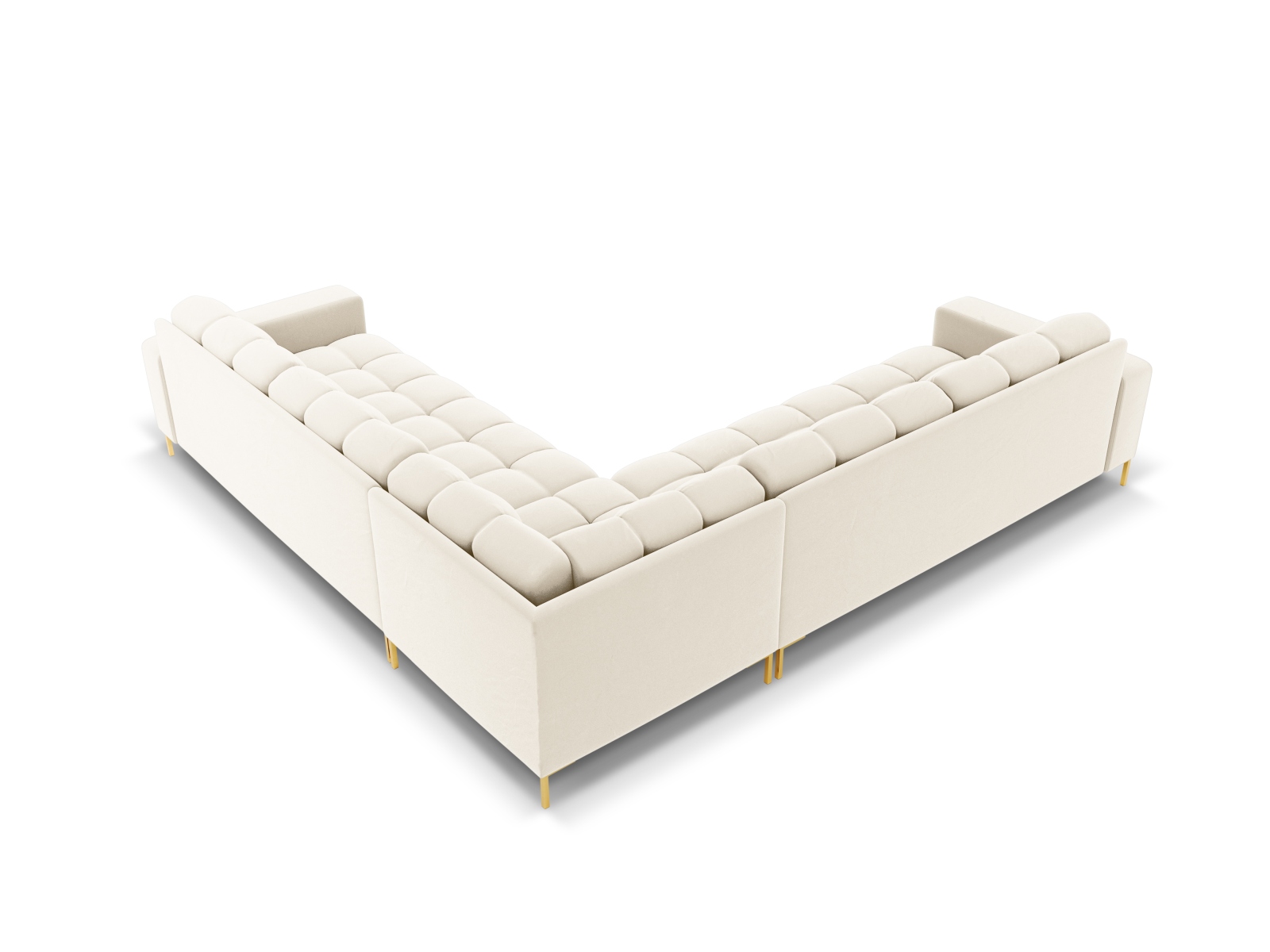 Cosmopolitan Design Symmetrisches Ecksofa Bali 6-Sitzer Samt Bluvel Helles Beige Beine Gold