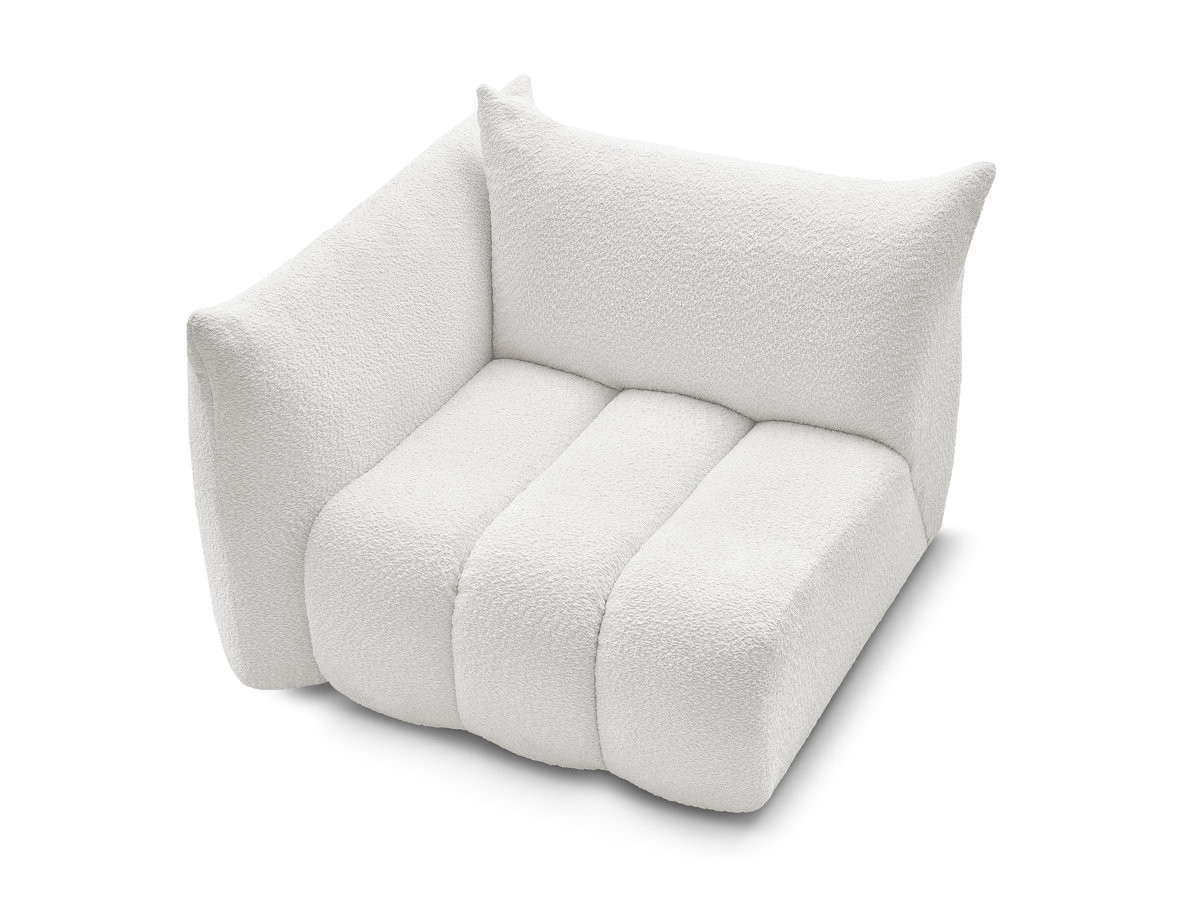 Bobochic Azra Sofamodul 1-Sitzer 117 × 112 cm Bouclé-Stoff Weiß Ecke links