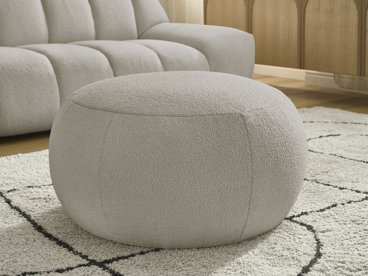 Bobochic Hayden Sofa 4-Sitzer mit Pouf Bouclé-Stoff Taupe