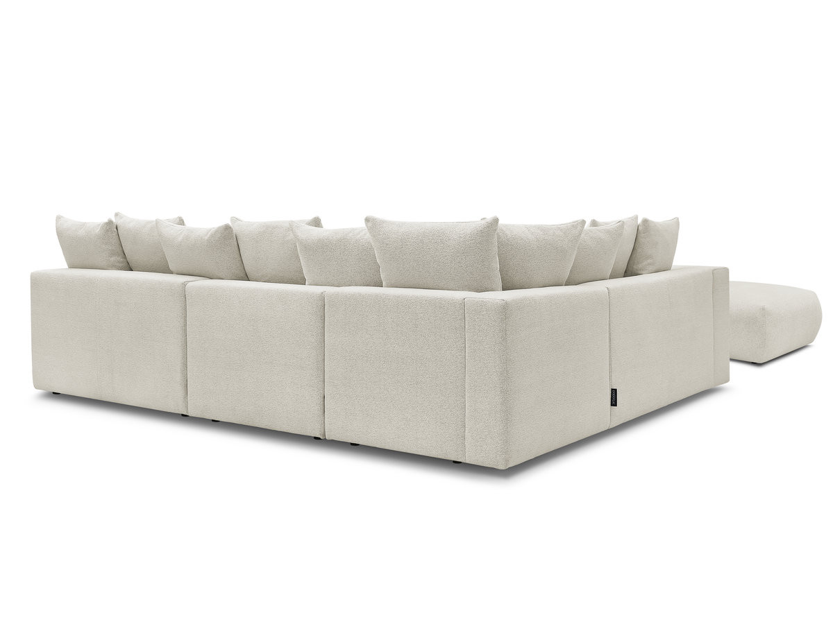 Bobochic Voltaire Ecksofa mit Pouf 322 × 268 cm Melange-Stoff Weiß Ecke links