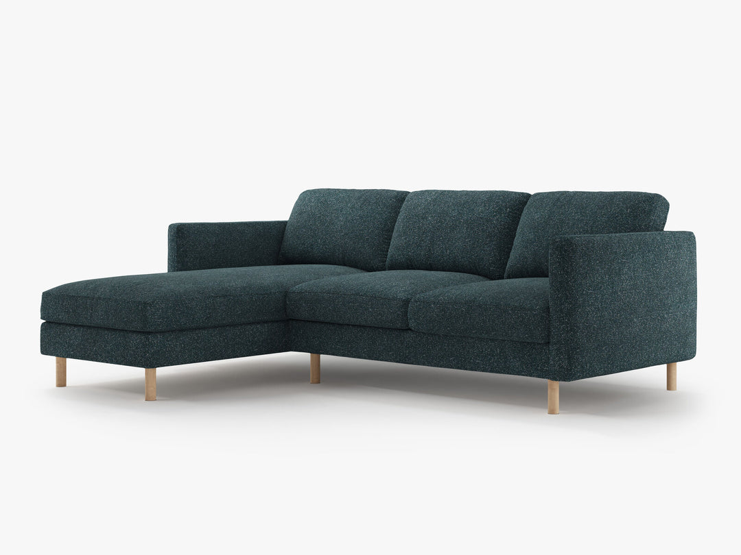 Micadoni Ecksofa Eden Groß 3-Sitzer Links Strukturierter Stoff Grün Blau Melange