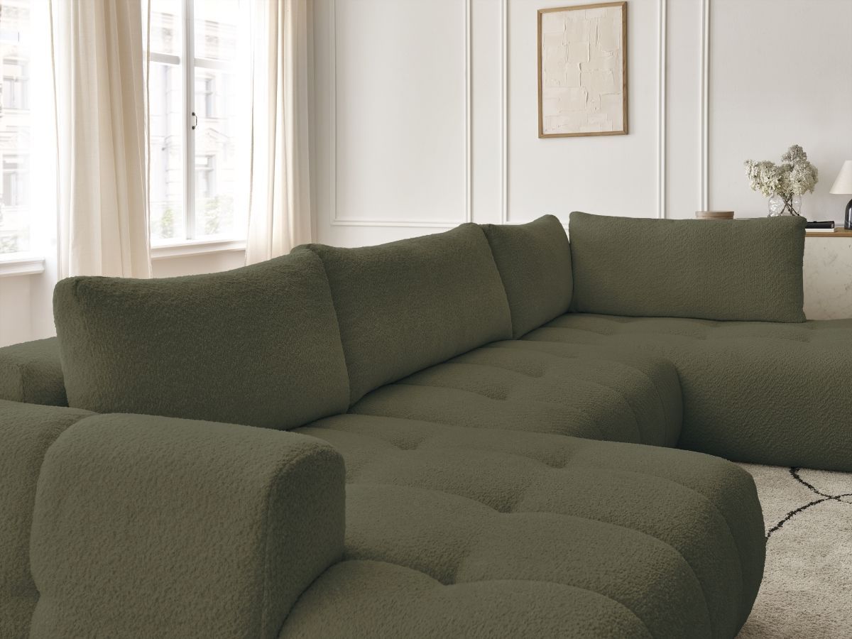 Bobochic Fuji Wohnlandschaft Bouclé-Stoff Grün Ecke links