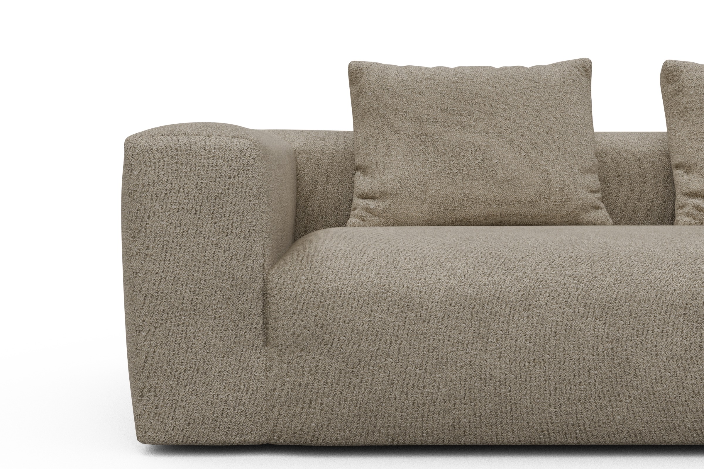 Wohnlandschaft Fred Chaiselongue rechts mit 2-Sitzer und lange Armlehne links Boucle-Belge