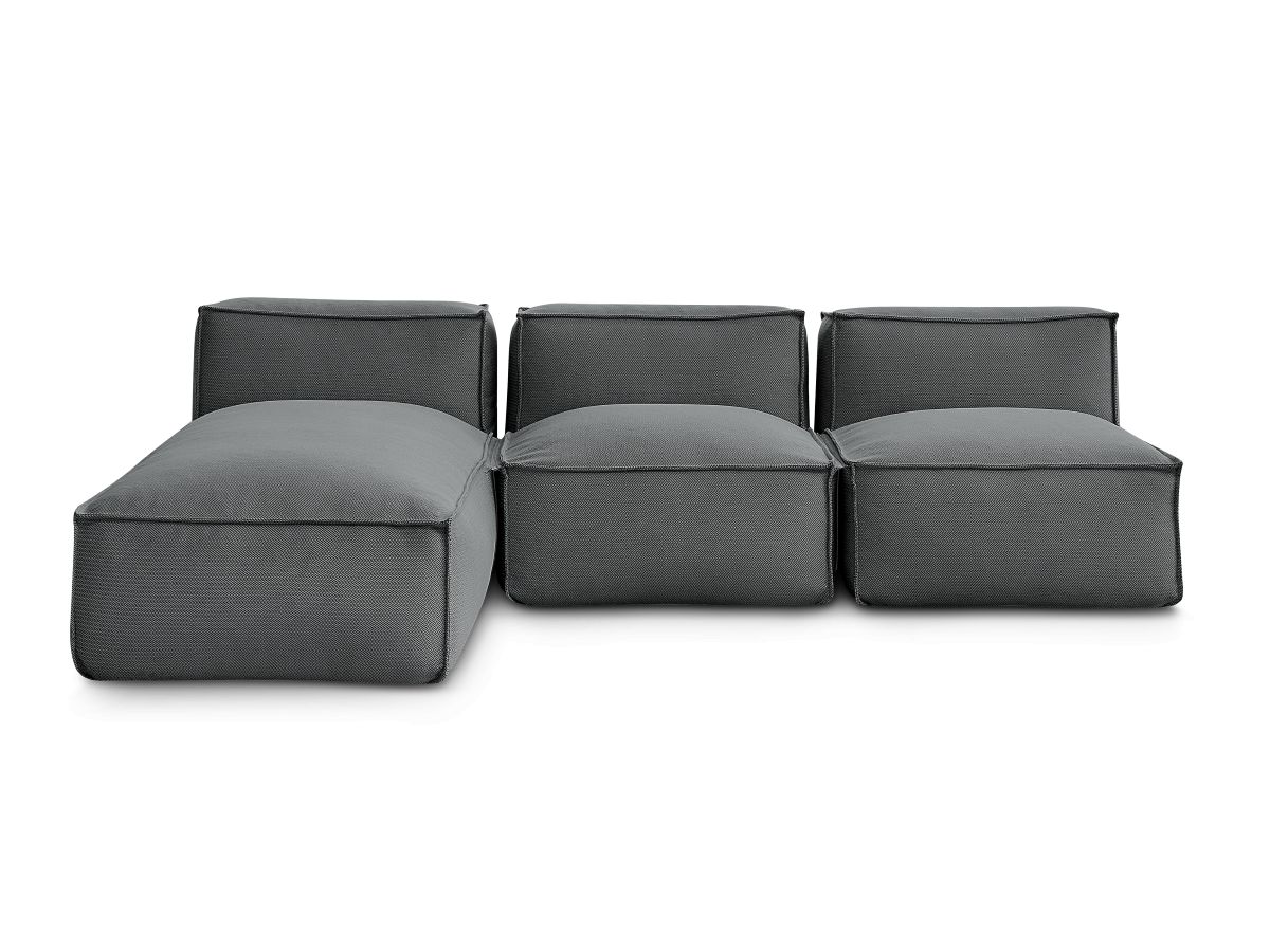 Bobochic Biarritz Gartensofa 3-Sitzer Melange-Stoff Schwarz