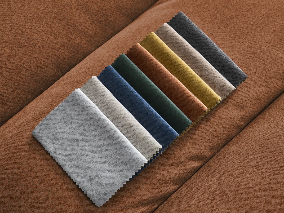 Bobochic Sierra Ecksofa mit Pouf Samt Orange Ecke rechts
