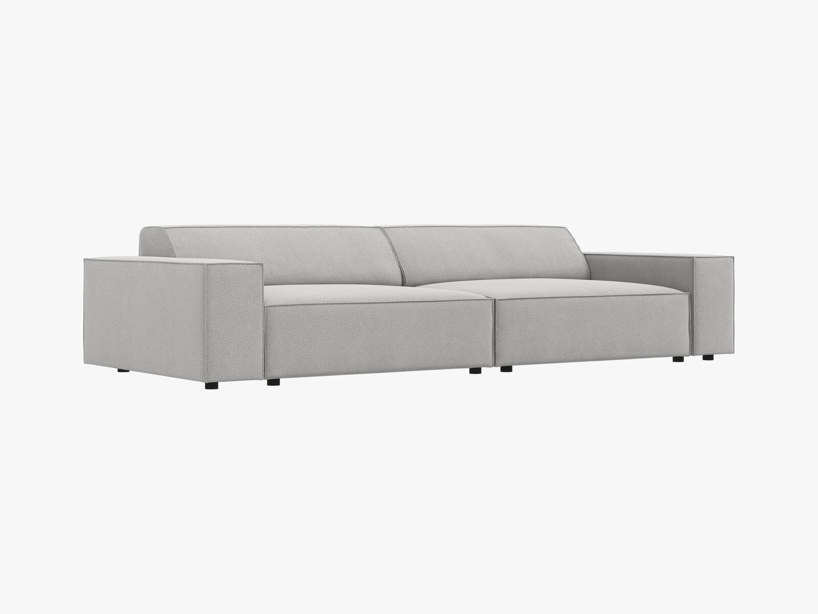 Micadoni Sofa Jodie 4-Sitzer Strukturierter Stoff Megan Hellgrau